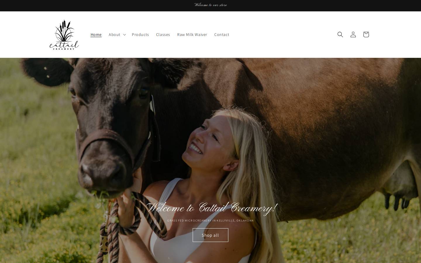 cattailcreamery.com homepage screenshot