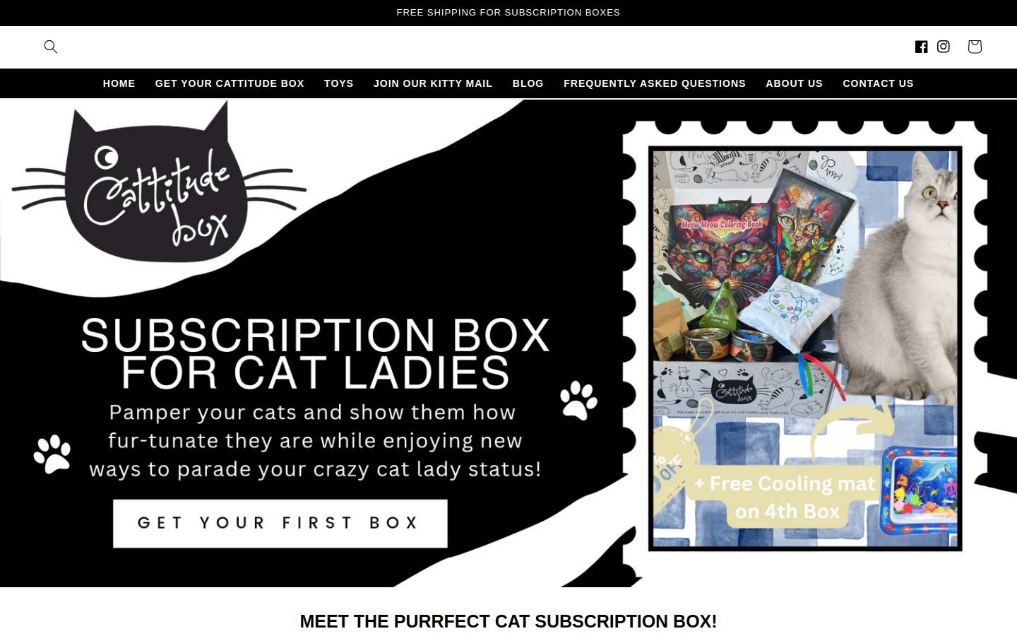 Cattitude Box homepage screenshot