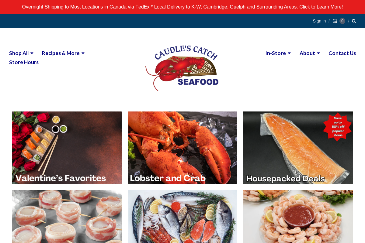 Caudle's Catch Seafood homepage screenshot