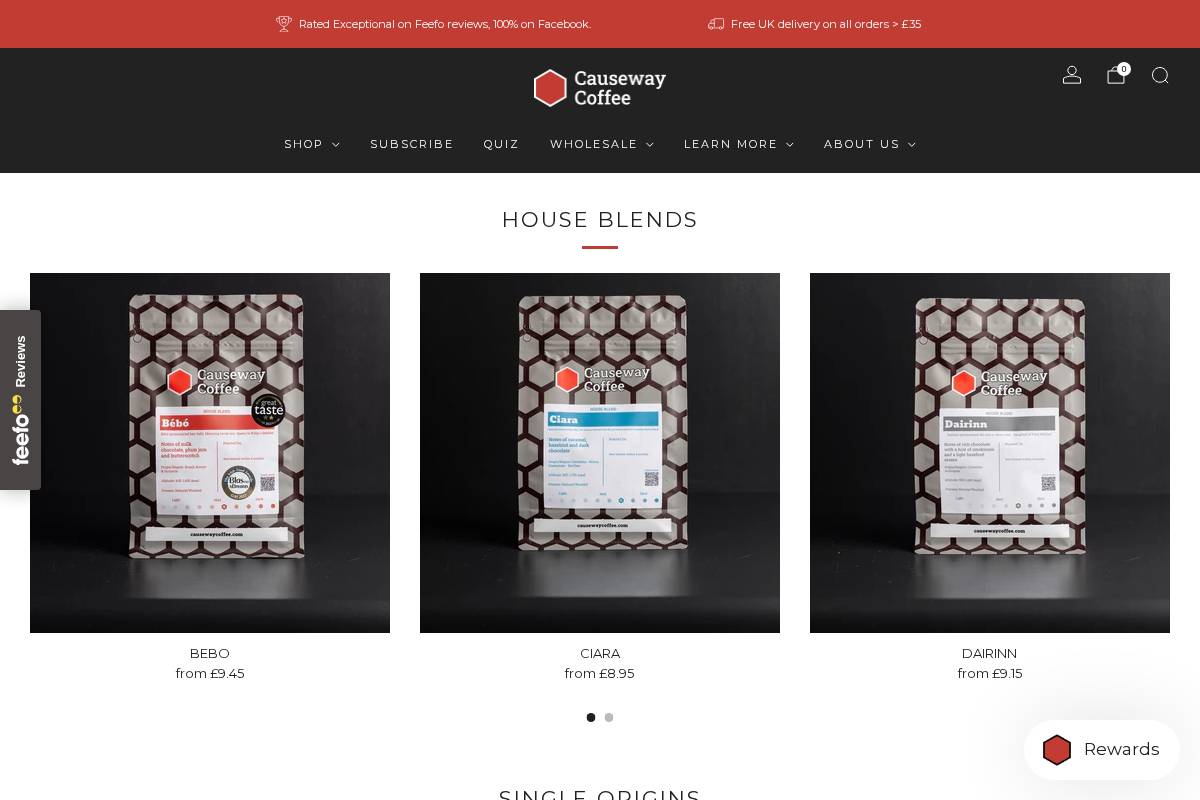 Causeway Coffee homepage screenshot