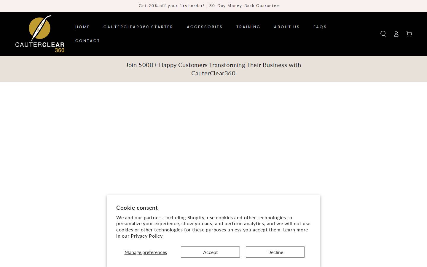 cauterclear360beauty.com homepage screenshot