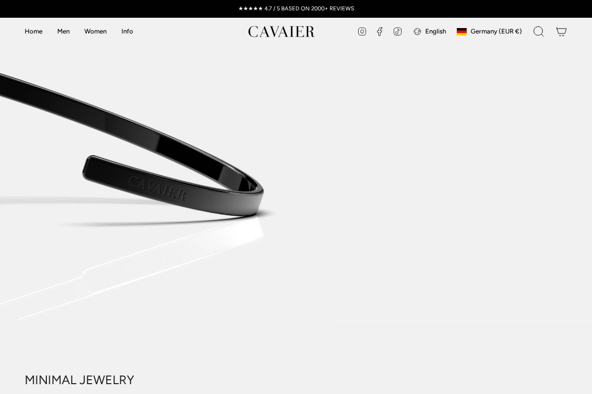 Cavaier homepage screenshot