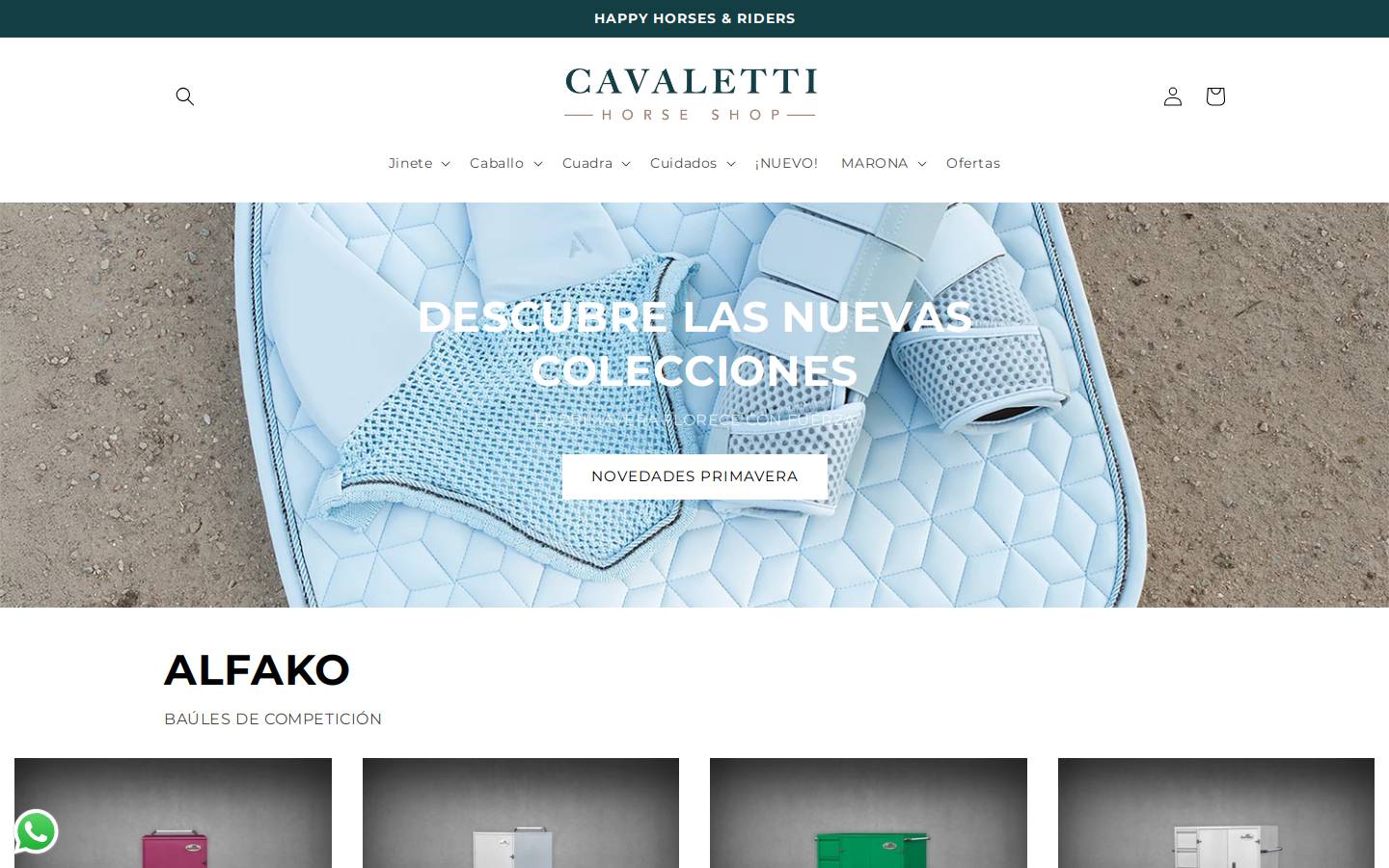 cavalettihorseshop.com homepage screenshot