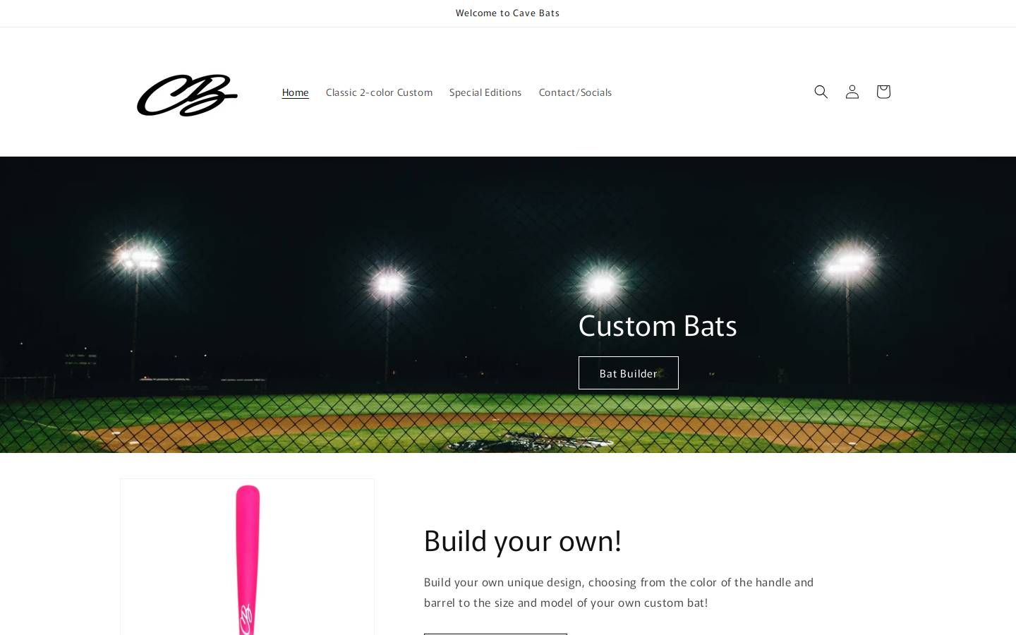 cavebatshop.com homepage screenshot