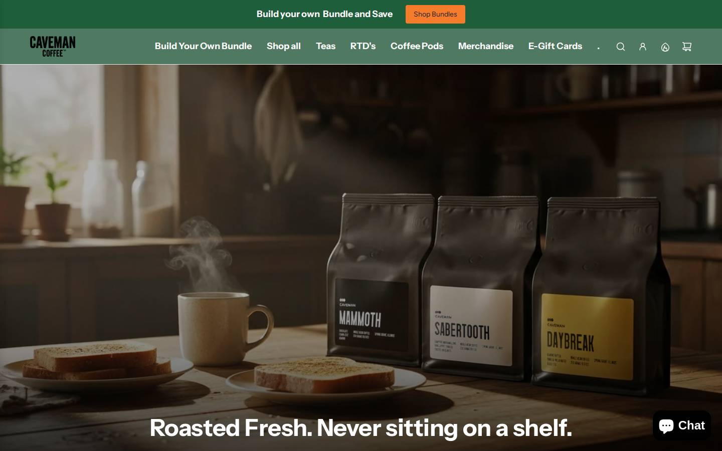 cavemancoffee.com homepage screenshot