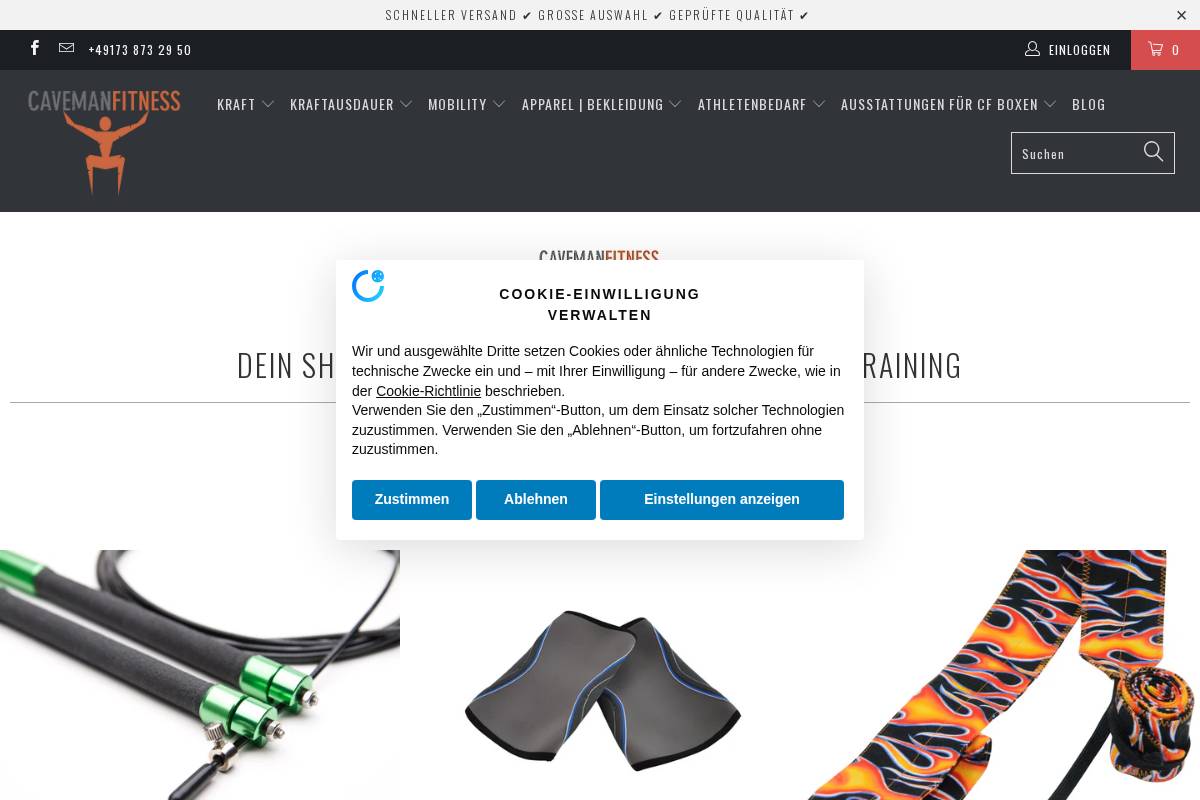 Cavemanfitness homepage screenshot