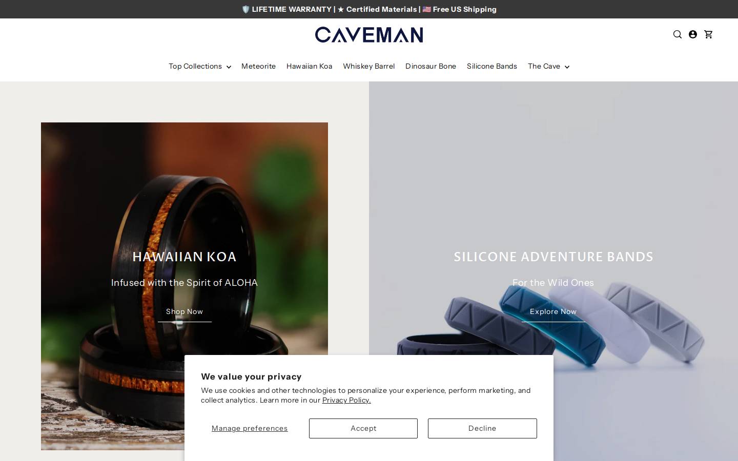 cavemannation.com homepage screenshot
