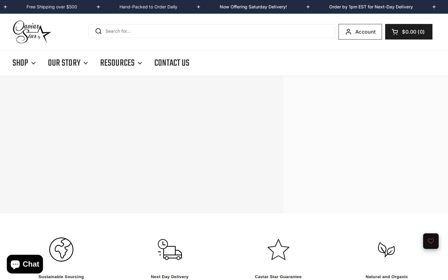 Caviar homepage screenshot
