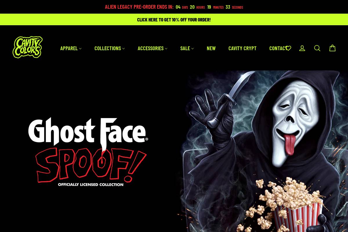 Cavitycolors homepage screenshot