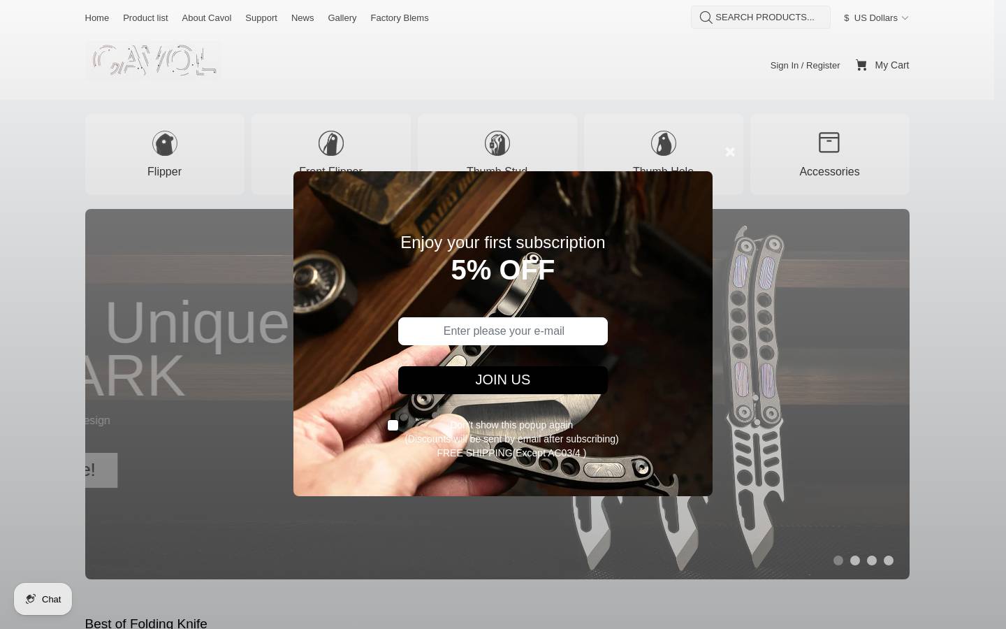 cavolknife.com homepage screenshot