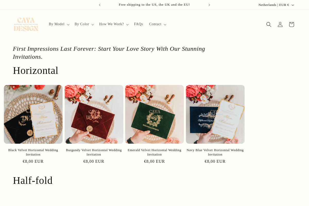 Lavénir Wedding Stationary homepage screenshot