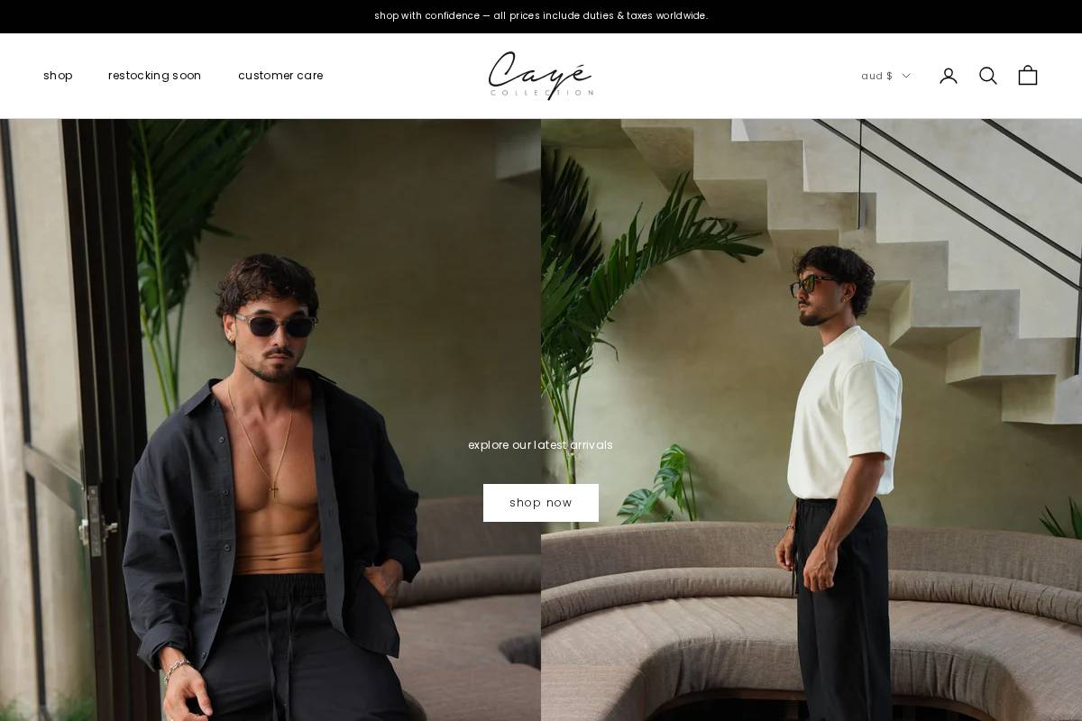 Cayecollection homepage screenshot