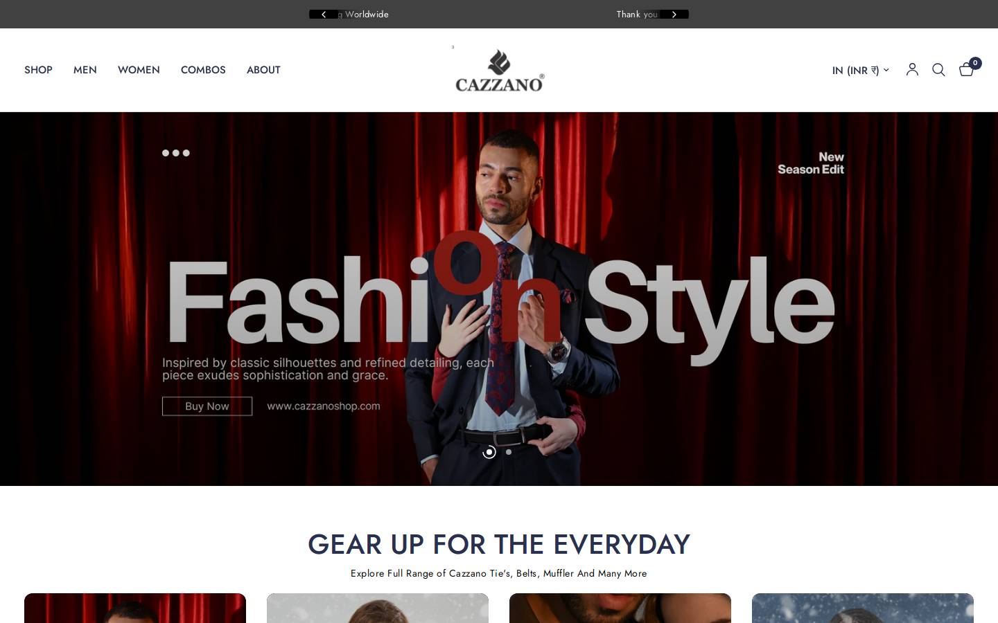 cazzanoshop.com homepage screenshot