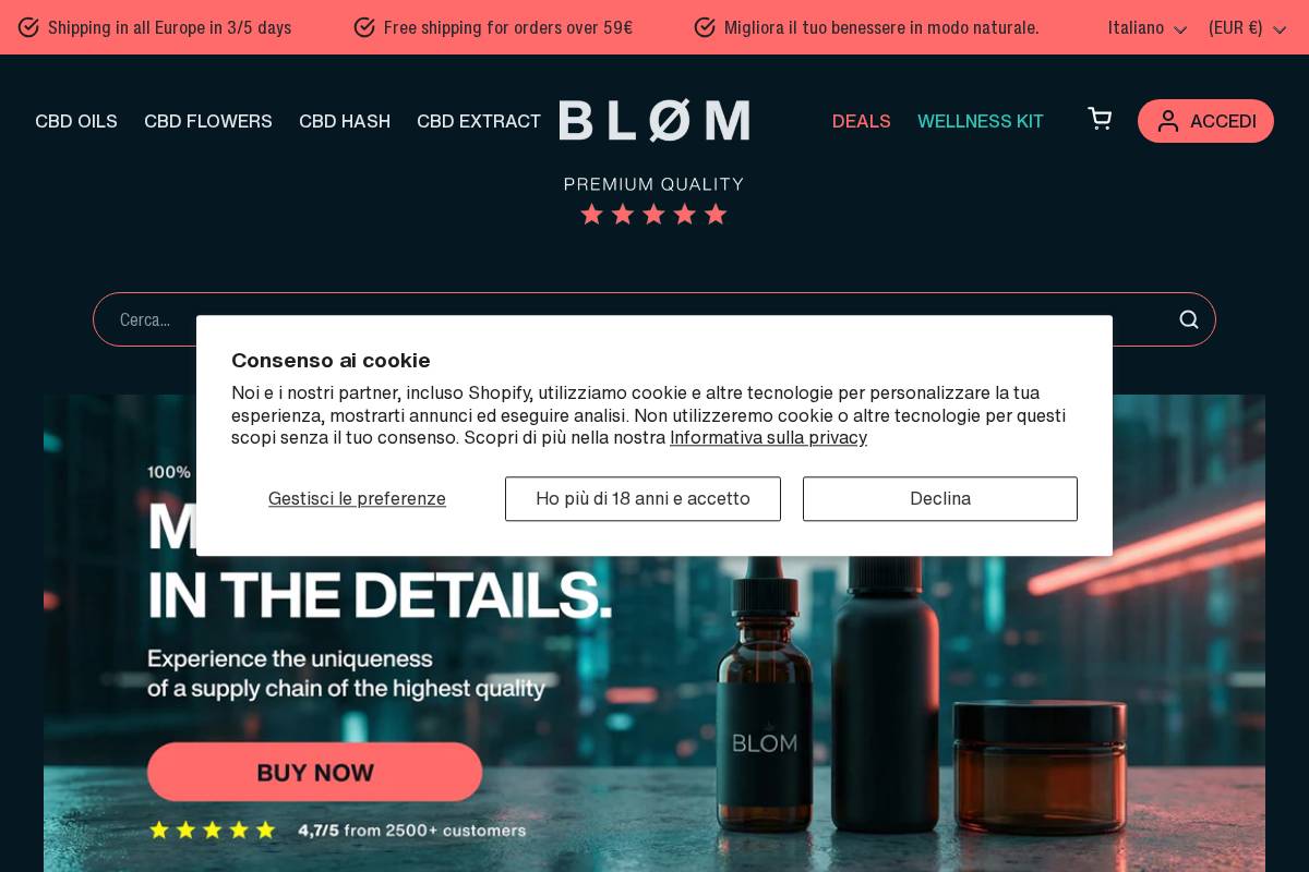 Bløm homepage screenshot