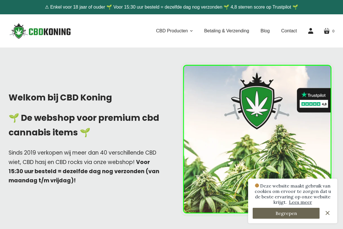 CBD Koning homepage screenshot