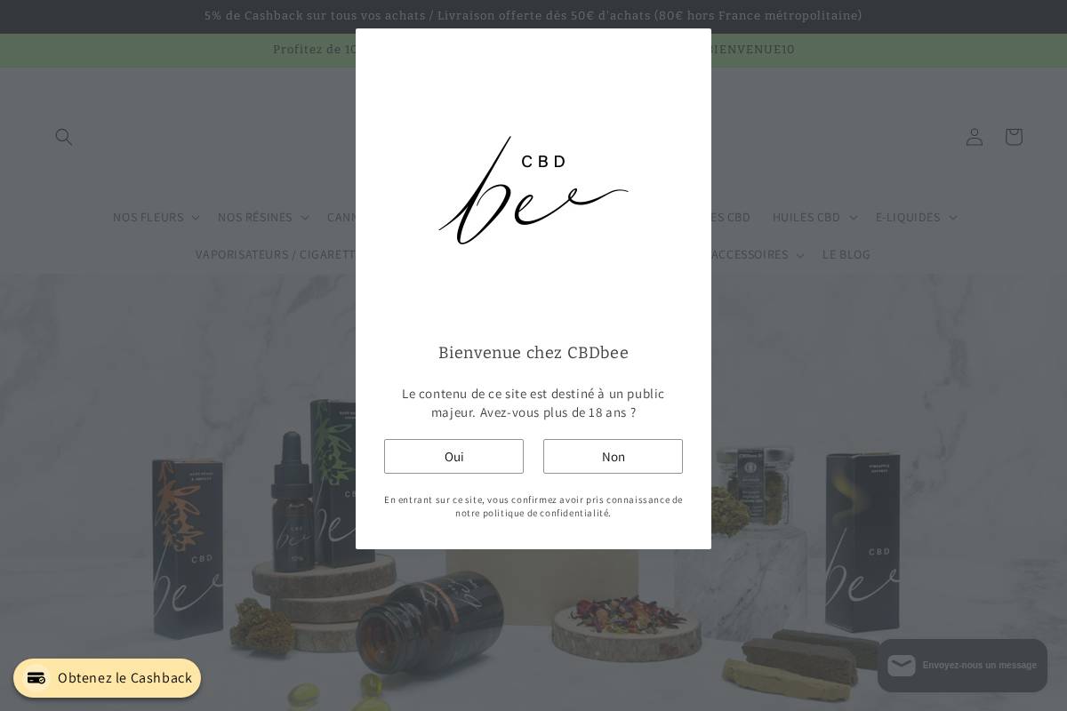 Cbdbee homepage screenshot