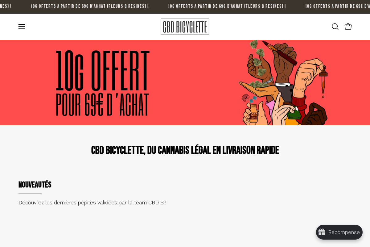 CBD Bicyclette homepage screenshot
