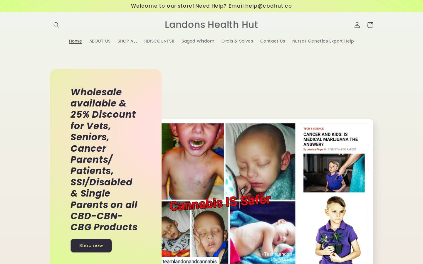 cbdhut.co homepage screenshot
