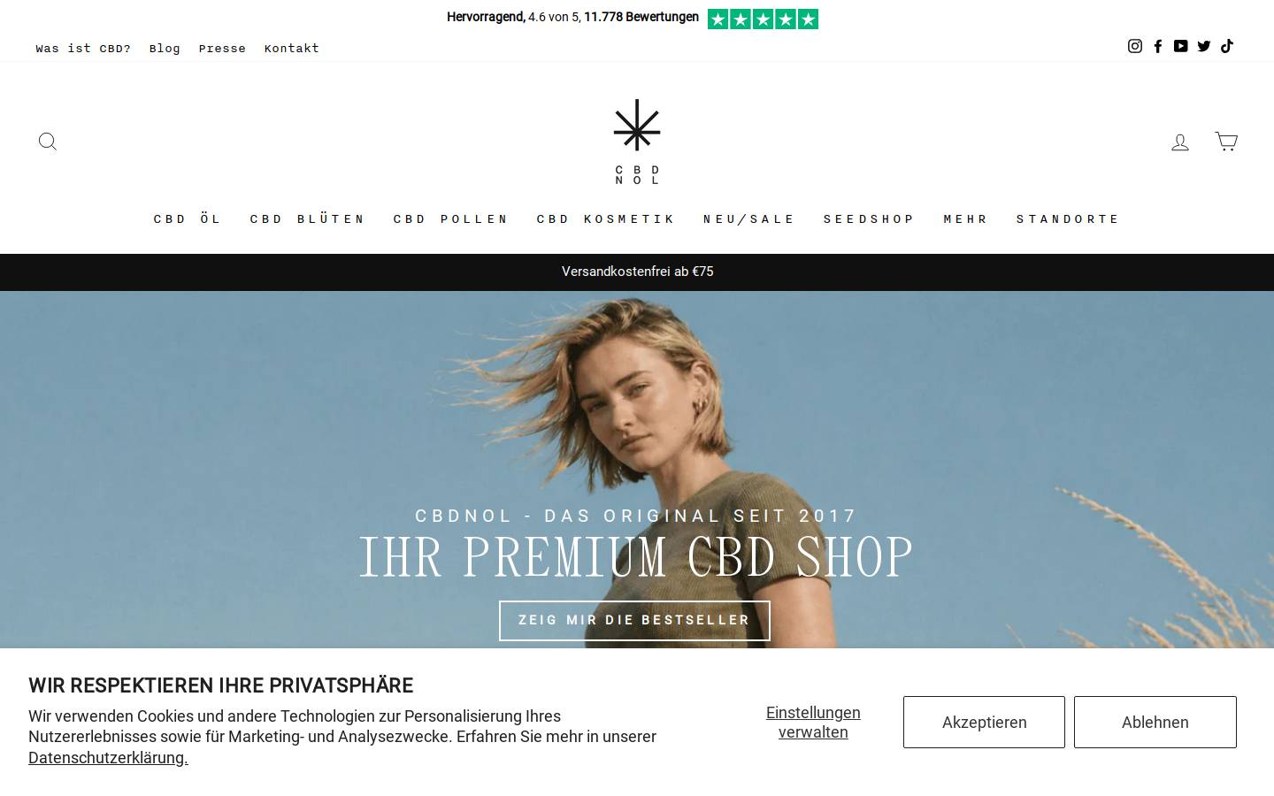 CBDNOL GmbH homepage screenshot