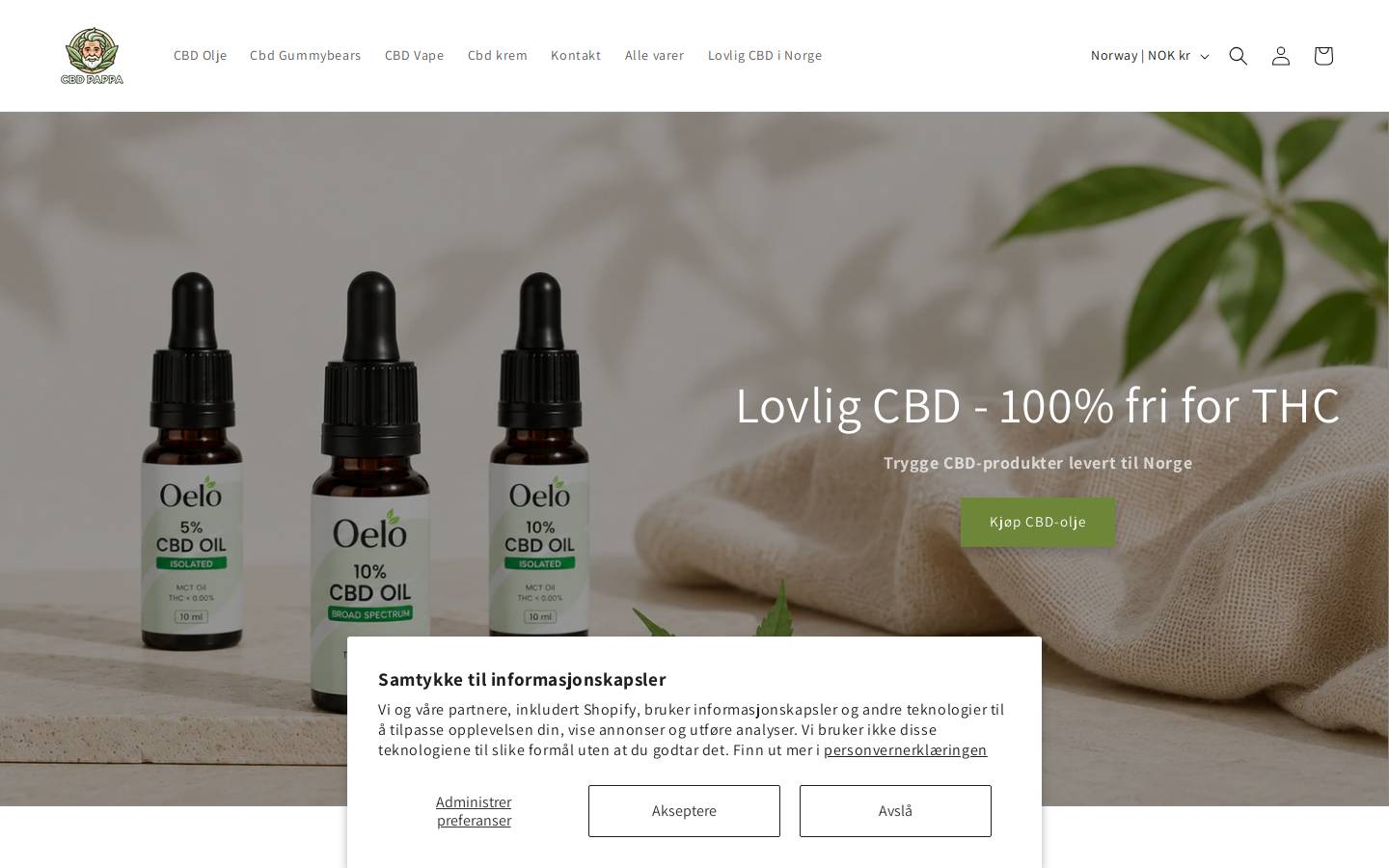 cbdpappa.no homepage screenshot