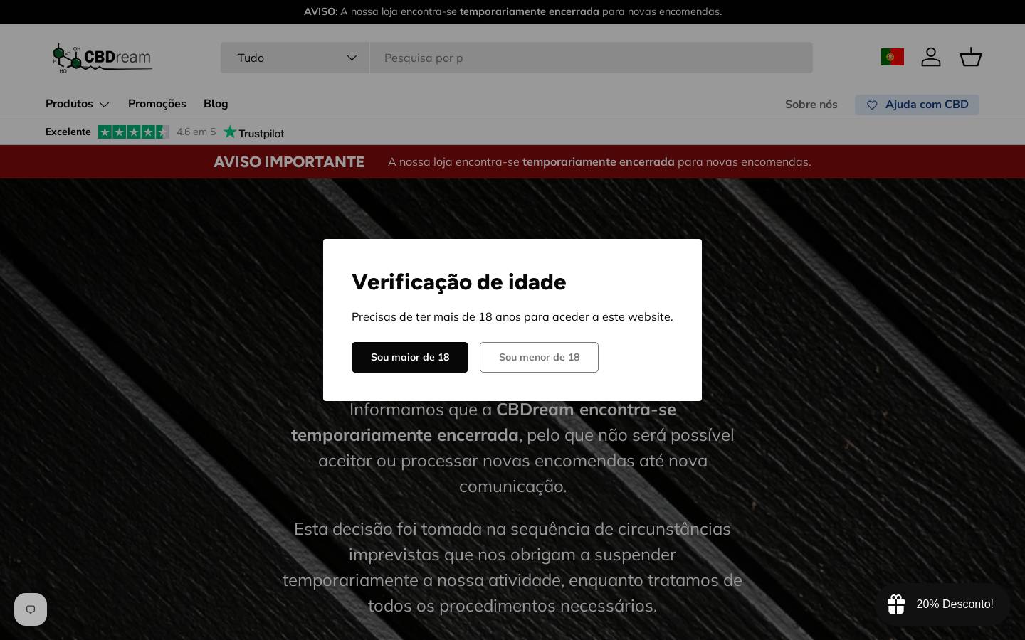 CBDream Portugal homepage screenshot
