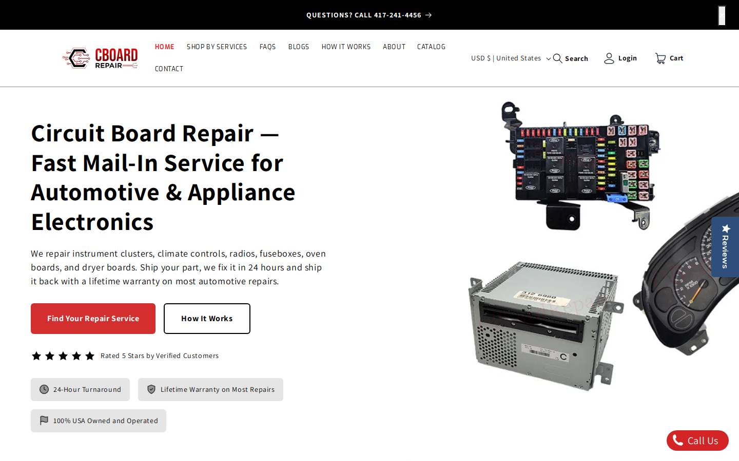 Cboardrepair homepage screenshot