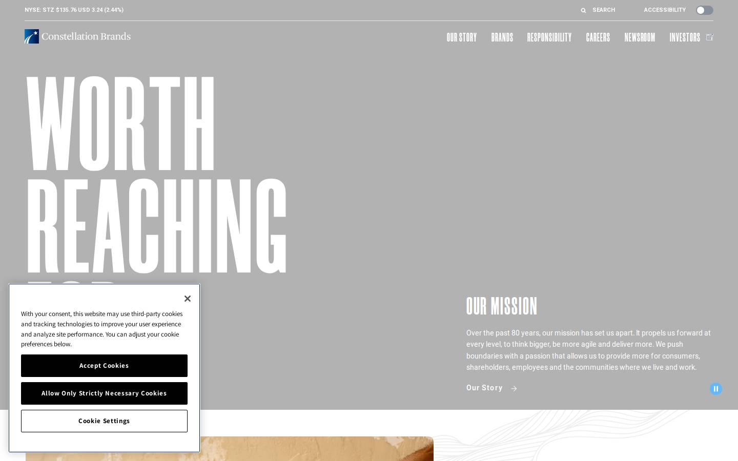 Constellation Brands homepage screenshot