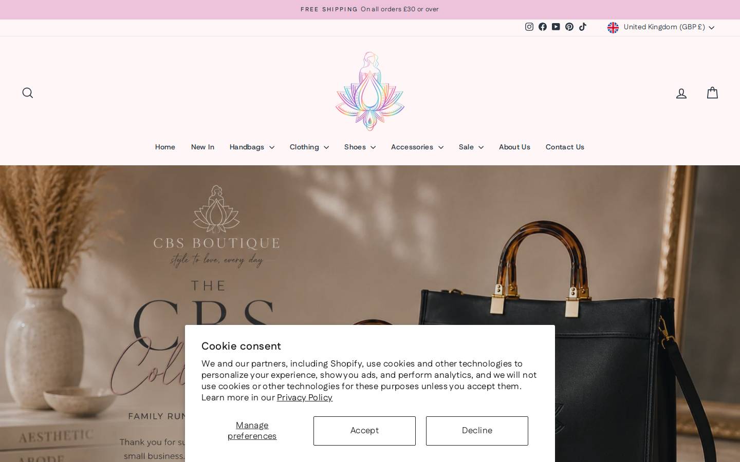 Casa Bella Sorella Boutique homepage screenshot