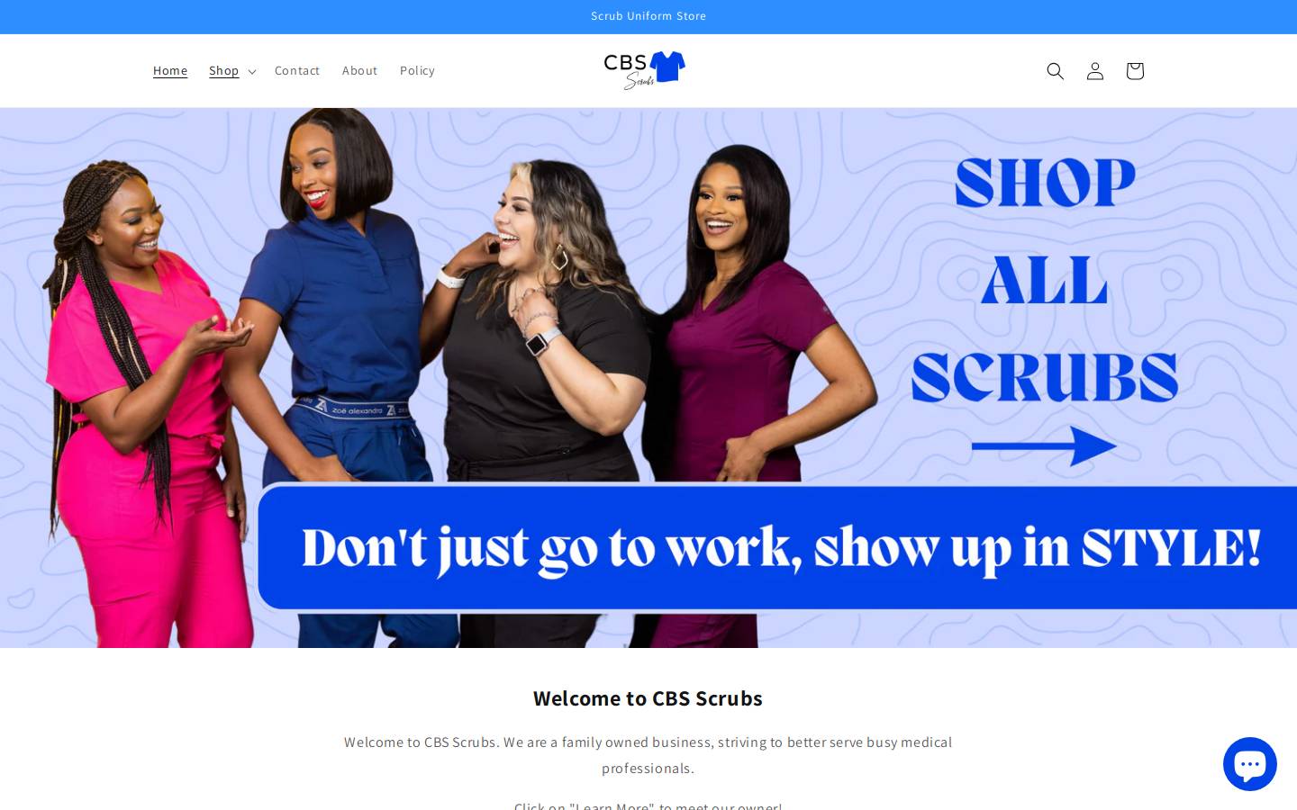 cbsscrubs.com homepage screenshot