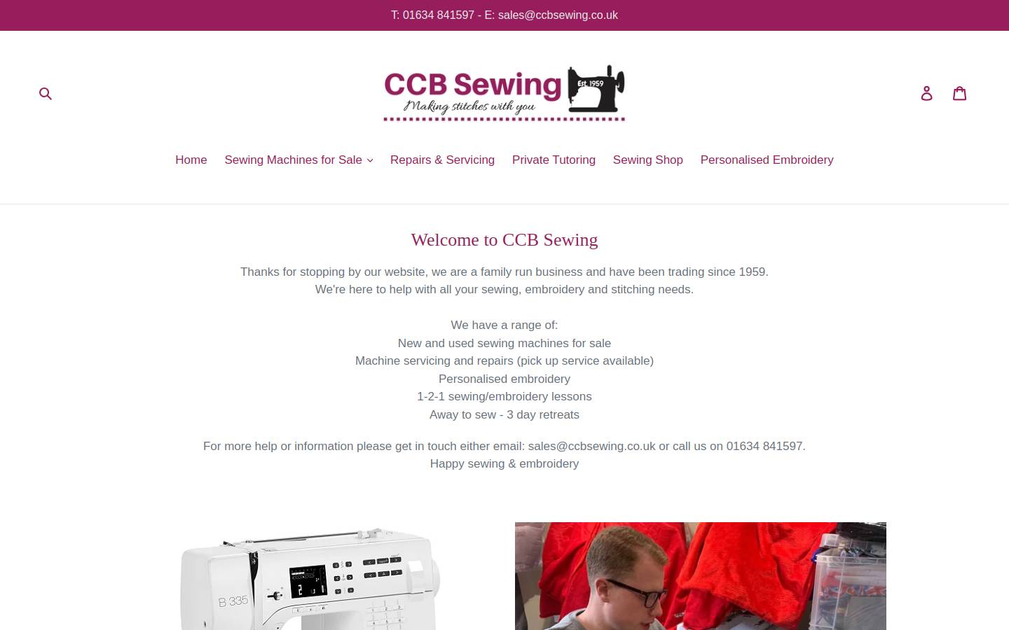 ccbsewing.co.uk homepage screenshot