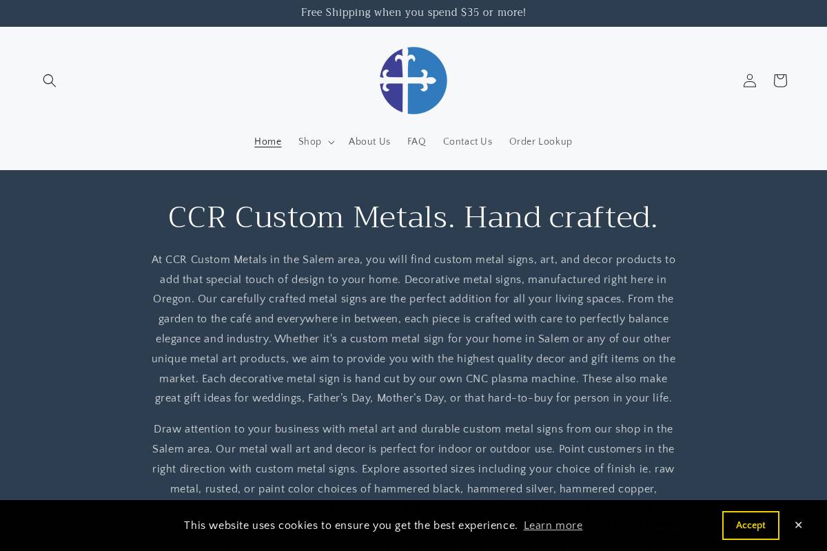 ccrcustommetals.com homepage screenshot