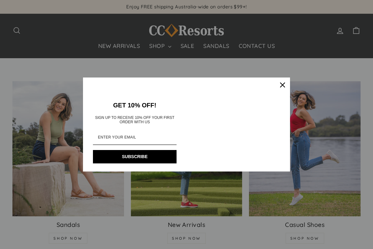 CC Resorts Footwear homepage screenshot