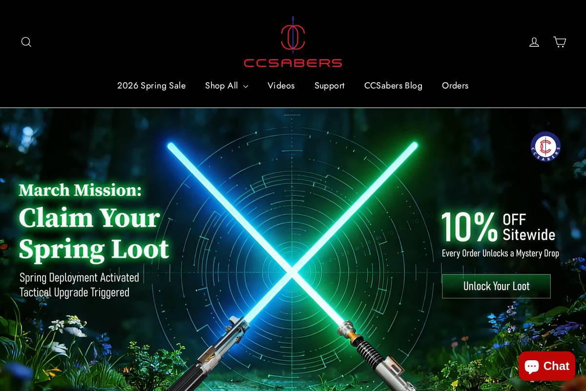 Ccsabers homepage screenshot