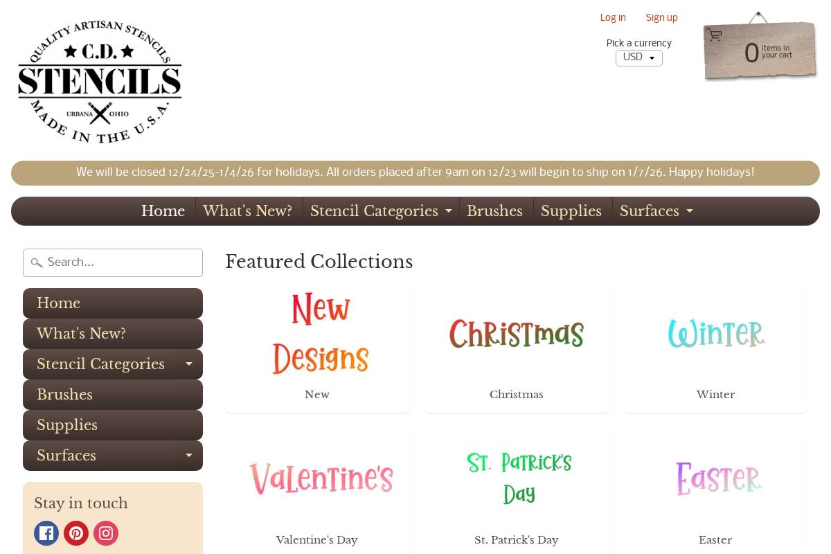 cdstencils.com homepage screenshot