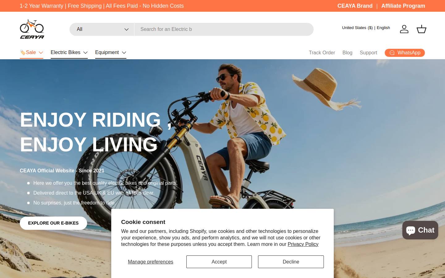 ceayabikes.com homepage screenshot