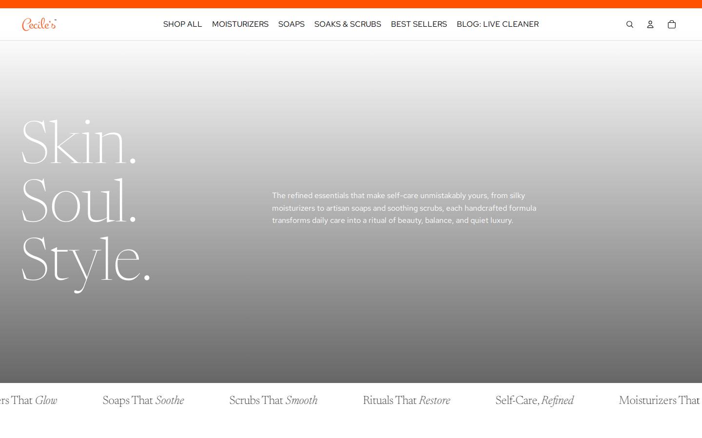 cecilesbathandbody.net homepage screenshot