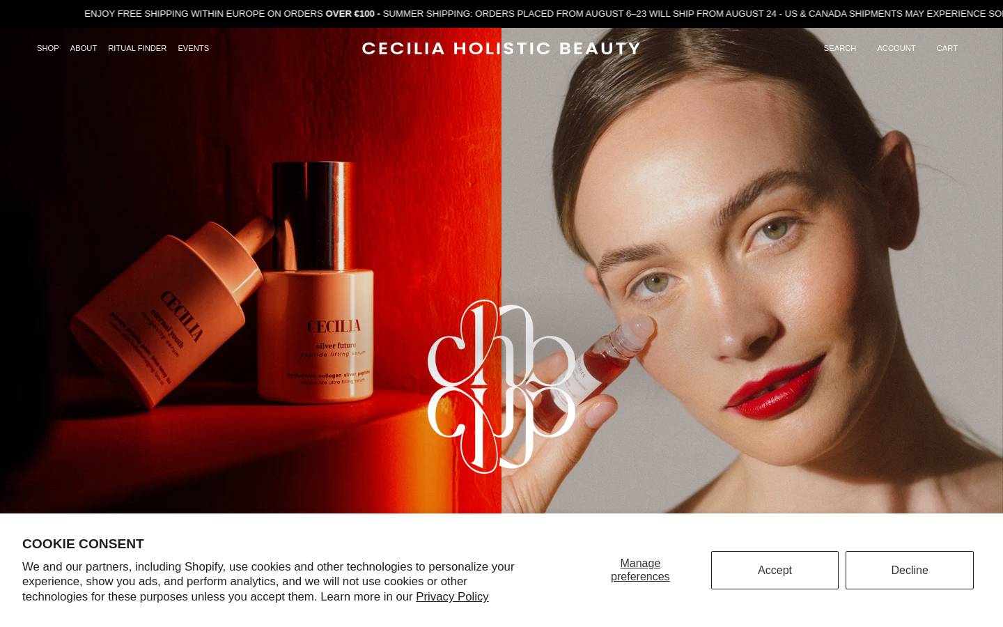 ceciliaholisticbeauty.com homepage screenshot