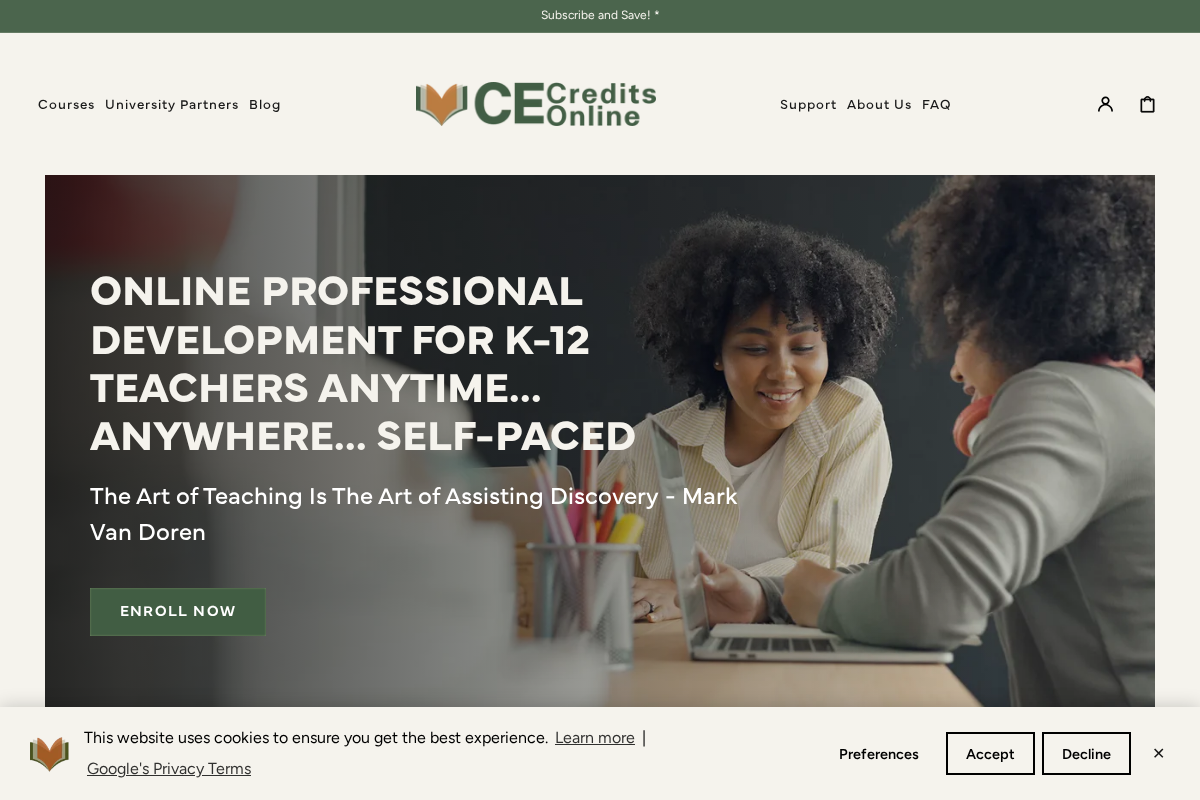 CE Credits Online homepage screenshot