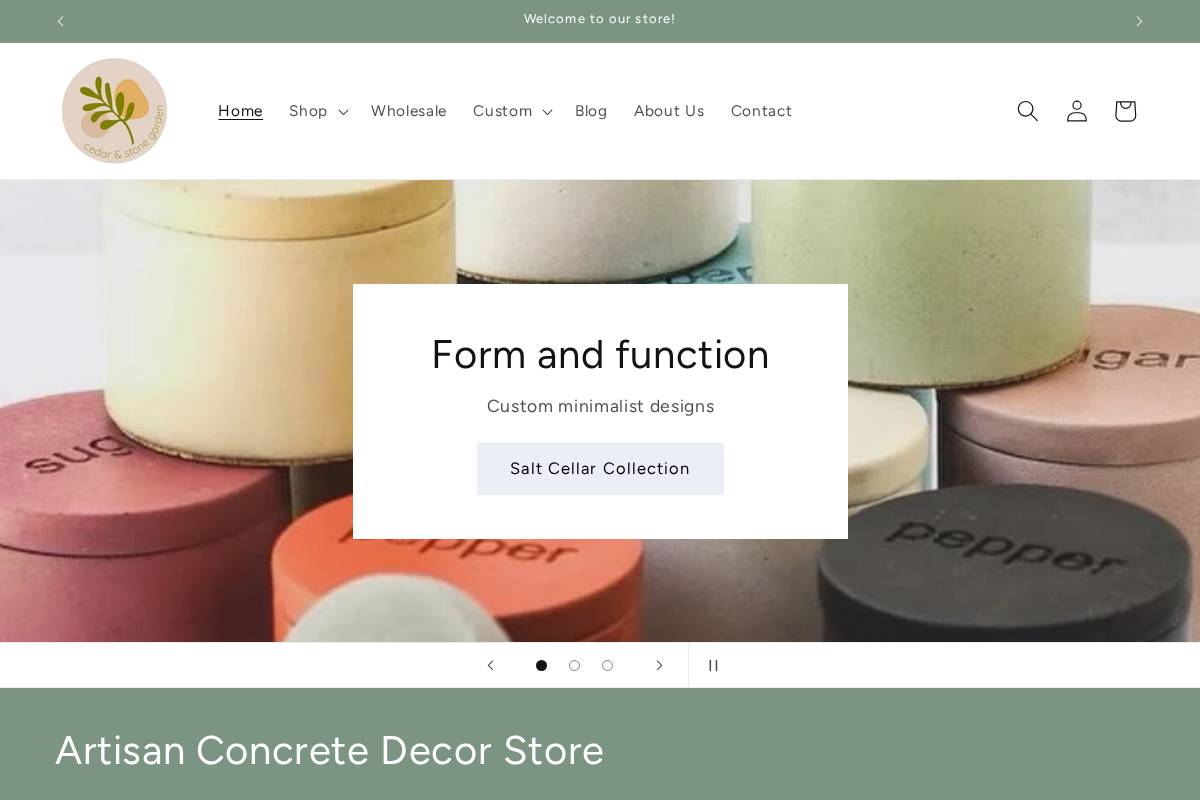 cedarandstonegarden.com homepage screenshot