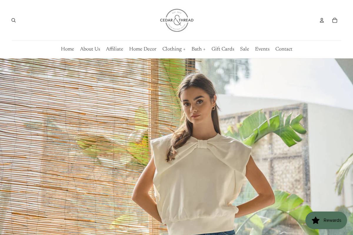 cedarandthread.com homepage screenshot