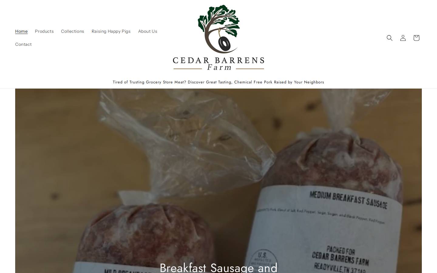 cedarbarrensfarm.com homepage screenshot