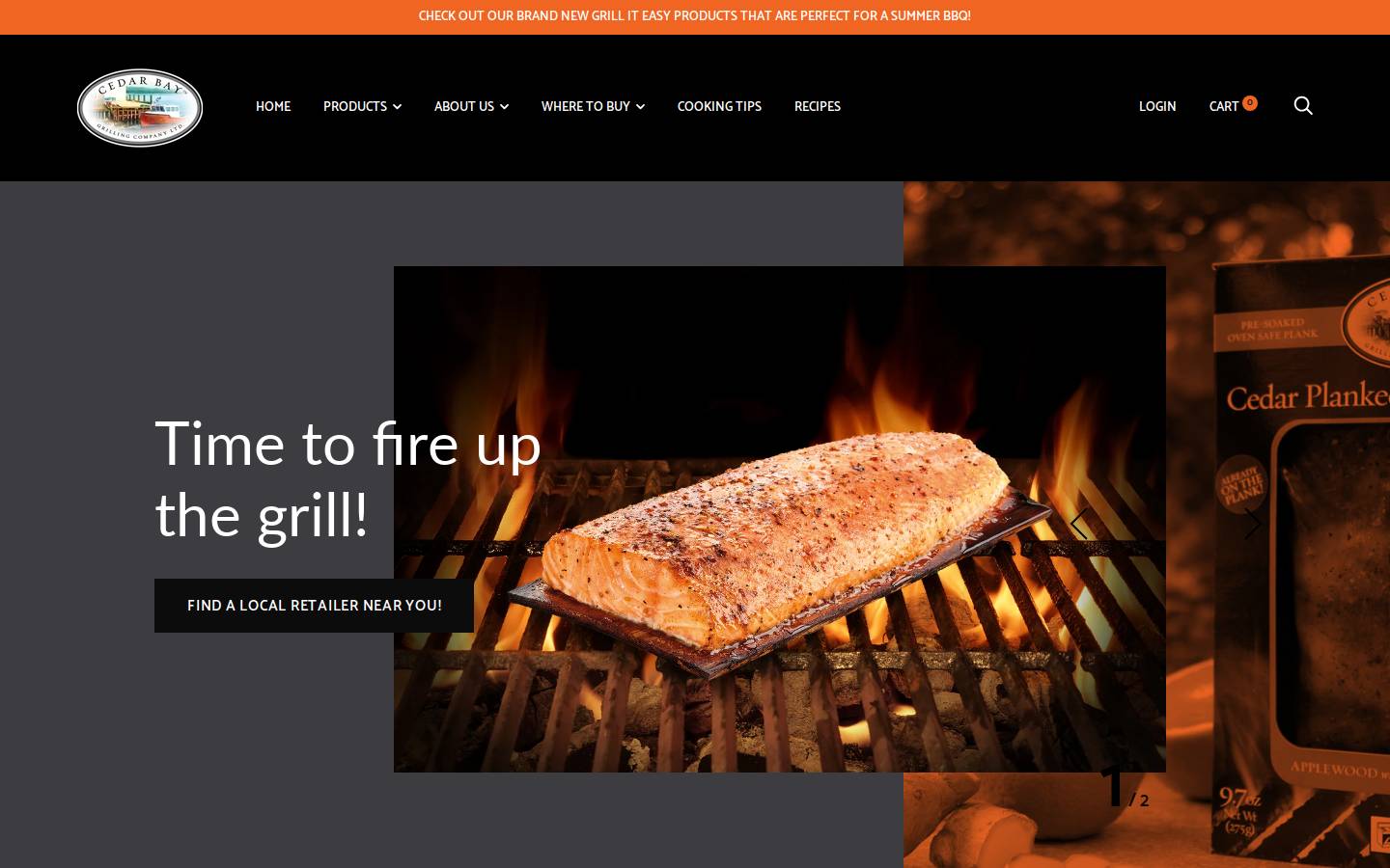cedarbaygrilling.com homepage screenshot