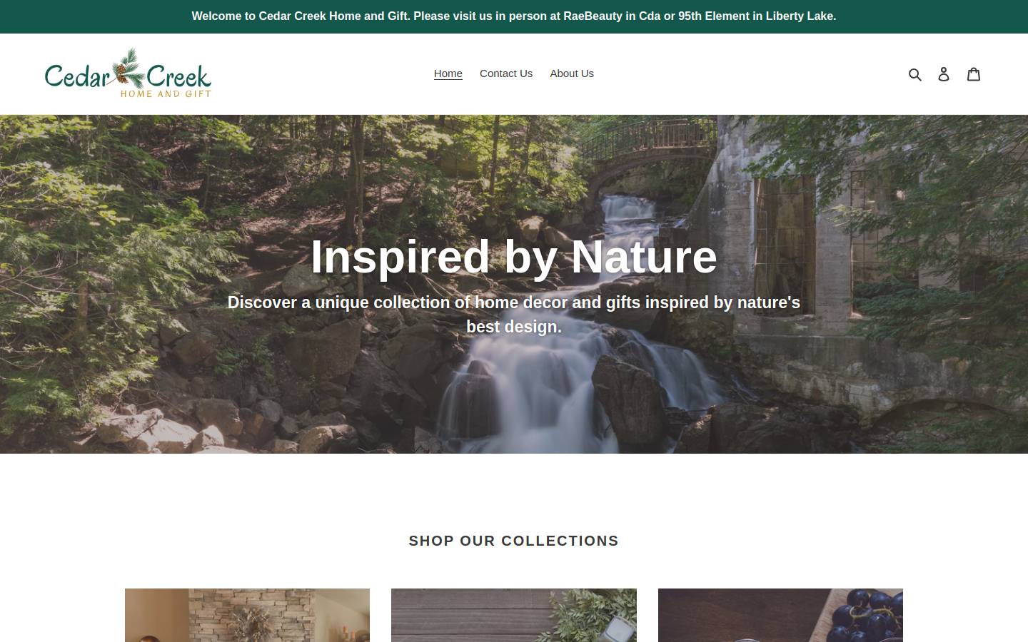 cedarcreekhomeandgift.com homepage screenshot