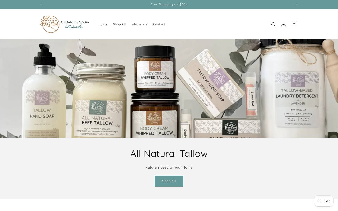 cedarmeadownaturals.com homepage screenshot