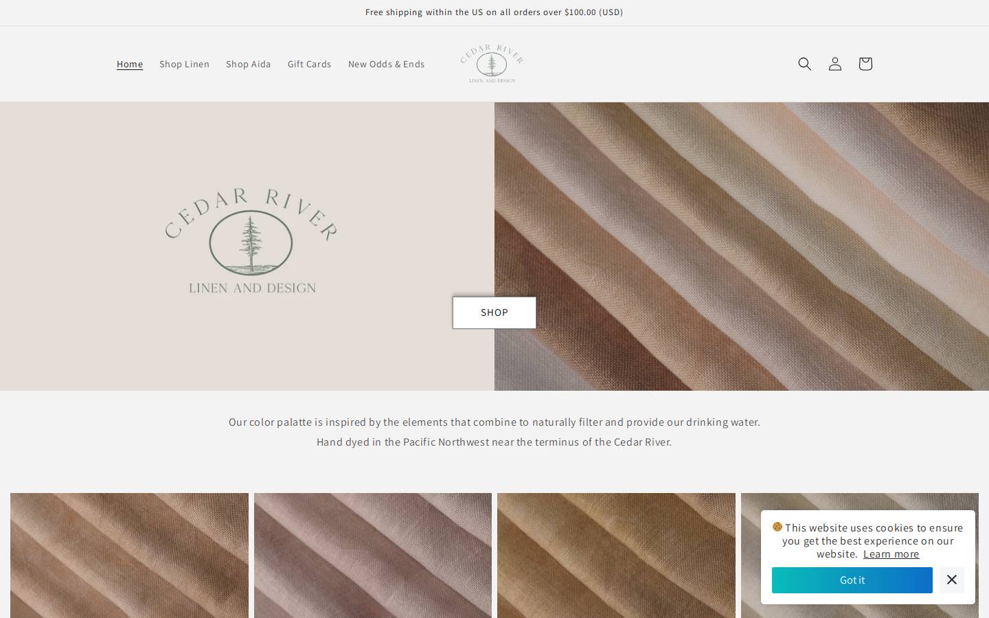 cedarriverlinen.com homepage screenshot