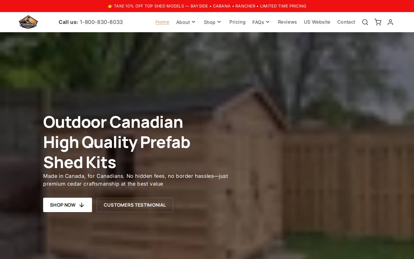 Cedarshed Industries homepage screenshot