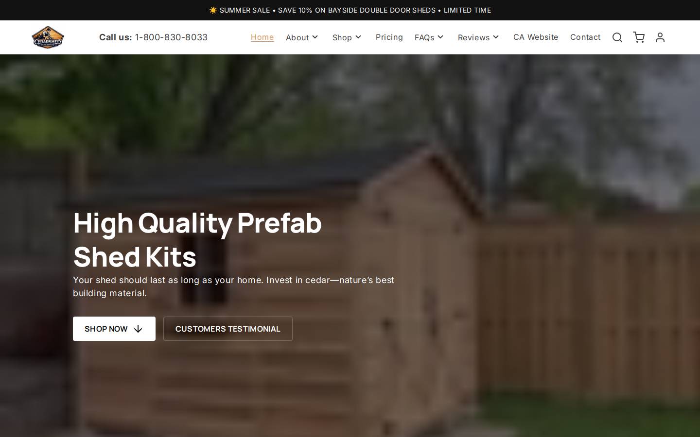Cedarshed Industries homepage screenshot