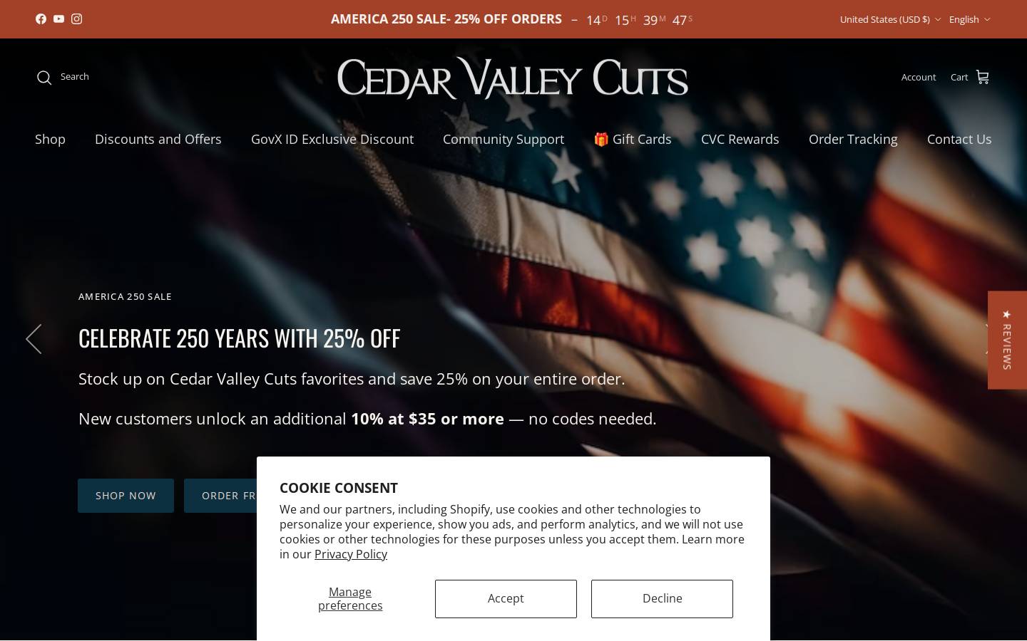 cedarvalleycuts.com homepage screenshot