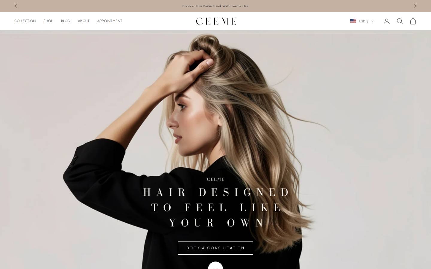 ceemehair.com homepage screenshot