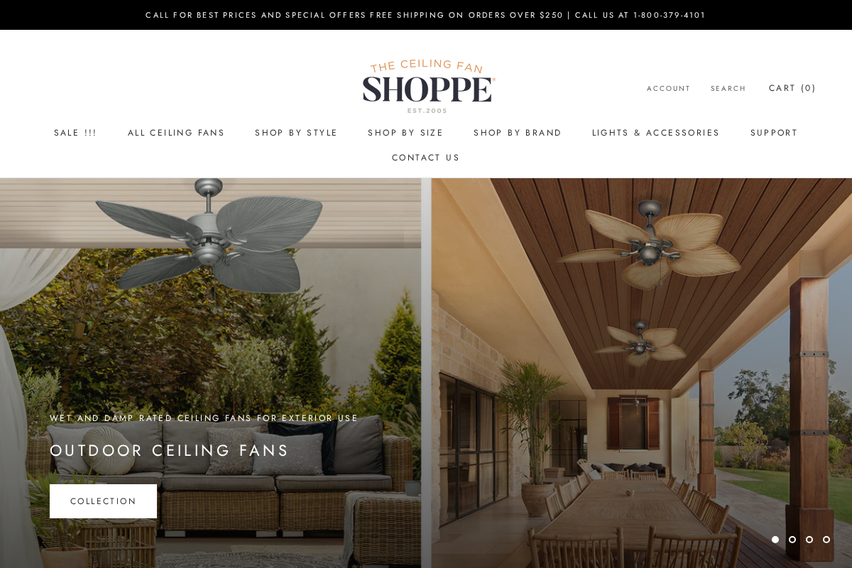 Ceiling Fan Shoppe homepage screenshot